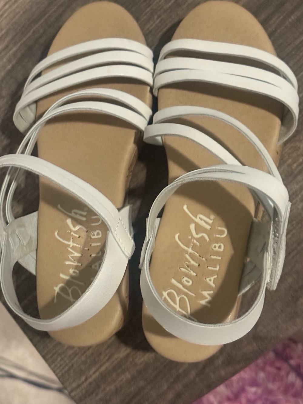 Girl’s Blowfish Malibu White Lemonade Multi-strap Wedge Sandals